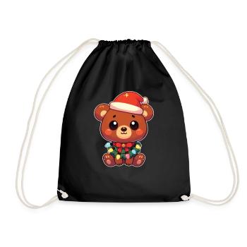 Christmas Fairy Lights Malayan Bear - Drawstring Bag - black - Front