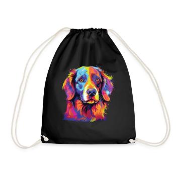 Wasserfarben Farbenfroher Brittany Spaniel - Turnbeutel - Schwarz - Vorne