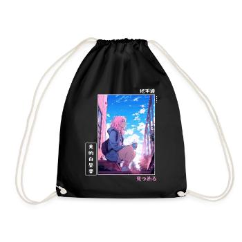 Japanese Aesthetic Kawaii Coffee Lover Anime Girl - Turnbeutel - Schwarz - Vorne