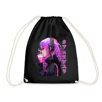 Retro Vaporwave Coffee Lover Japanese Cyber Goth - Turnbeutel - Schwarz - Vorne