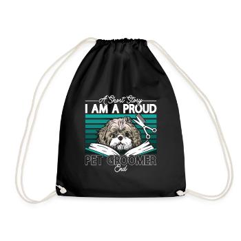 Toiletteur pour animaux de compagnie Une histoire courte Je suis un fier artiste de fourrure - Sac de sport léger - noir - Devant