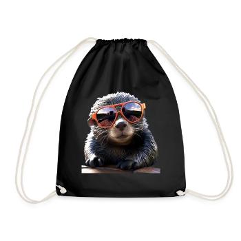 Maulwurf mit Sonnenbrille Liebe Süße Maulwürfe - Turnbeutel - Schwarz - Vorne