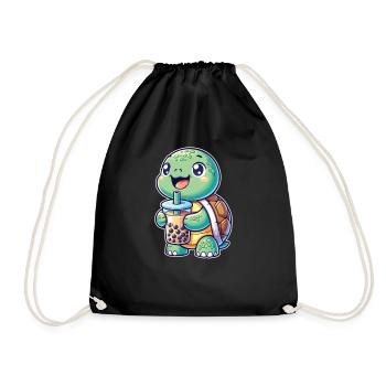 Kawaii Turtles Bubble Tea Boba Turtle - Sac de sport léger - noir - Devant