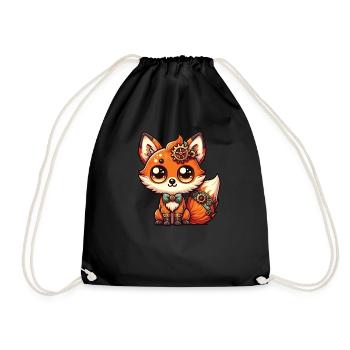 Kawaii Steampunk Fox Fantasy Foxes Lover - Drawstring Bag - black - Front