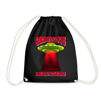 Alien, UFO, UAP, Space, Space Flying Object - Drawstring Bag - black - Front