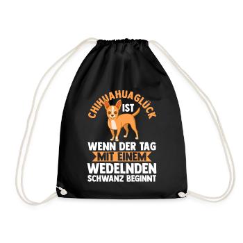 Hund Chihuahua - Turnbeutel - Schwarz - Vorne