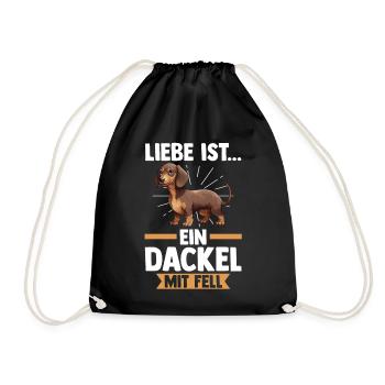 Hund Dachshund Dackel - Turnbeutel - Schwarz - Vorne