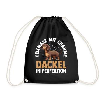 Hund Dachshund Dackel - Turnbeutel - Schwarz - Vorne