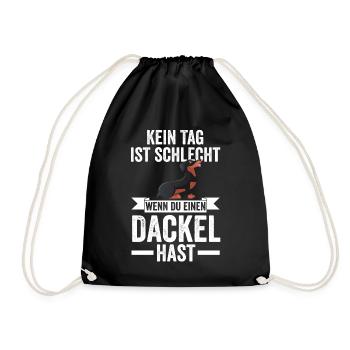 Hund Dachshund Dackel - Turnbeutel - Schwarz - Vorne