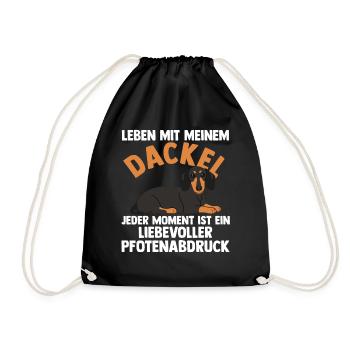 Hund Dachshund Dackel - Turnbeutel - Schwarz - Vorne