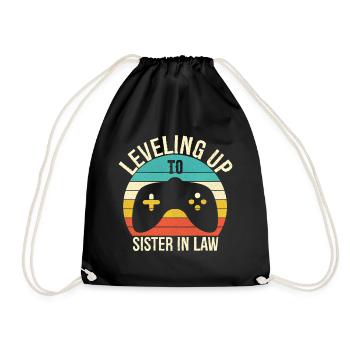 Leveling up to sister in law - Drawstring Bag - black - Front