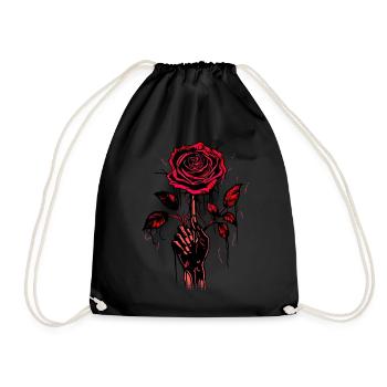 Hand Hält Rose Ästhetik Vintage Goth Soft Grunge - Turnbeutel - Schwarz - Vorne