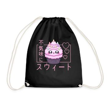 Kawaii Cupcake Cute Creepy Sweet Dessert Pastel Go - Turnbeutel - Schwarz - Vorne
