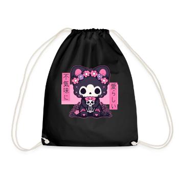 Kawaii Neko Voodoo Doll Cat Cute Horror Pastel Got - Turnbeutel - Schwarz - Vorne