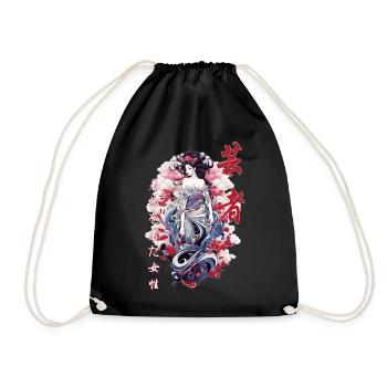 Japanese Woman Japan Streetwear Vaporwave Harajuku - Turnbeutel - Schwarz - Vorne