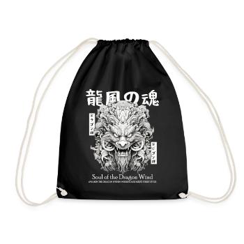 Japanese Streetwear Creepy Dragon Japanese Harajuk - Turnbeutel - Schwarz - Vorne