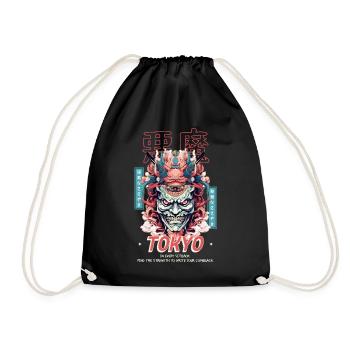 Evil Oni Mask Japanese Vaporwave Japan Harajuku St - Turnbeutel - Schwarz - Vorne