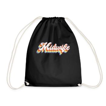 Nurse Midwife Birth Worker Retro - Turnbeutel - Schwarz - Vorne