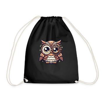 Kawaii Steampunk Owl Fantasy Owl Lover - Drawstring Bag - black - Front