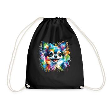 Watercolor Colorful Chihuahua - Drawstring Bag - black - Front