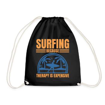 Surfing Because Therapy Is Expensive Funny Surfer - Turnbeutel - Schwarz - Vorne