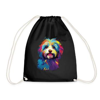 Aquarelle Coloré Bichon Havanais - Sac de sport léger - noir - Devant