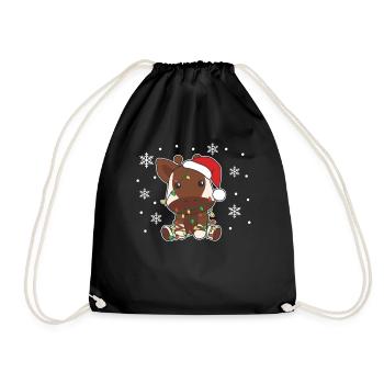 Okapi Christmas Winter Animals Okapis - Drawstring Bag - black - Front