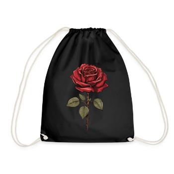 Rote Rose Ästhetik Vintage Grafik Blume Geschenk - Turnbeutel - Schwarz - Vorne