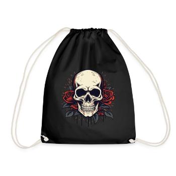 Totenschädel Ästhetik Rosen Grunge Goth Totenkopf - Turnbeutel - Schwarz - Vorne