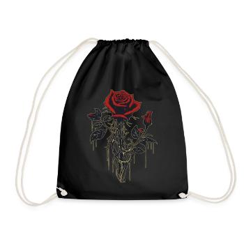 Rote Rose Vintage Grafik Ästhetik Grunge Geschenk - Turnbeutel - Schwarz - Vorne