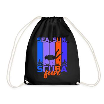 Scuba Diving, Scuba Diving, Holiday Sea Diver - Drawstring Bag - black - Front