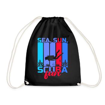 Scuba Diving, Scuba Diving, Holiday Sea Diver - Drawstring Bag - black - Front
