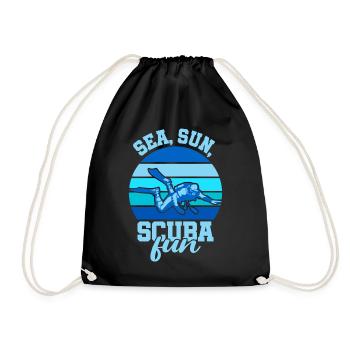 Scuba Diving, Scuba Diving, Holiday Sea Diver - Drawstring Bag - black - Front