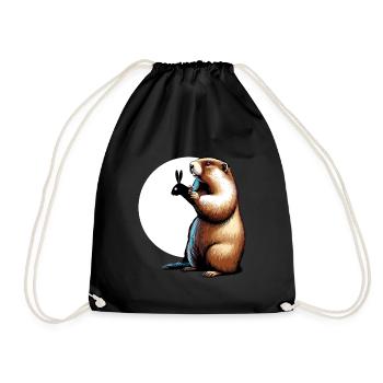 Marmot Groundhog Day Groundhog Day USA Funny - Drawstring Bag - black - Front