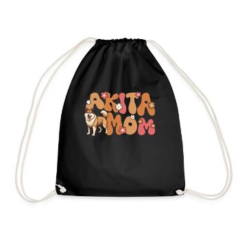 Akita Groovy Akita mom - Drawstring Bag - black - Front