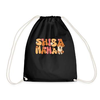 Shiba Inu Groovy Shiba Mama - Drawstring Bag - black - Front