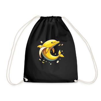 Banana dolphin funny animal made of vegetables - Drawstring Bag - black - Front