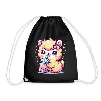 Lama kawaii sirote du thé à bulles Lama mignon thé Boba - Sac de sport léger - noir - Devant