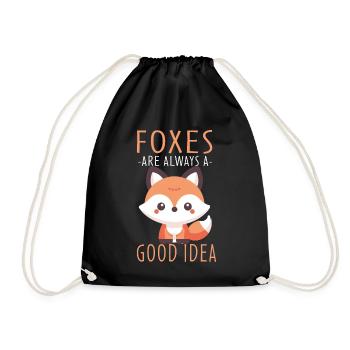 Kawaii Fox Design - Füchse sind immer eine gute Idee - Turnbeutel - Schwarz - Vorne