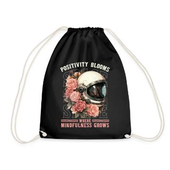 Positive Mindfulness Quote Floral Space Helmet Ast - Turnbeutel - Schwarz - Vorne