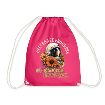 Sunflower Astronaut Uplifting Quote Floral Spacema - Turnbeutel - Fuchsia - Vorne