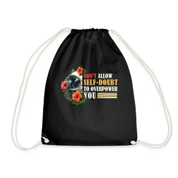 Empowering Optimism Quote Floral Astronaut Aesthet - Turnbeutel - Schwarz - Vorne