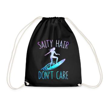 Salty Hair, Don't Care Funny Surfer Girl Surfboard - Turnbeutel - Schwarz - Vorne