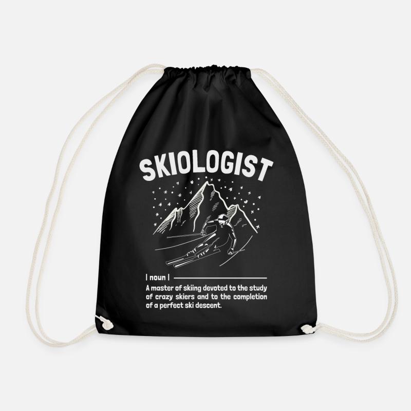 Skiologist Apres-Ski Funny Skiing Definition Skier - Drawstring Bag - black