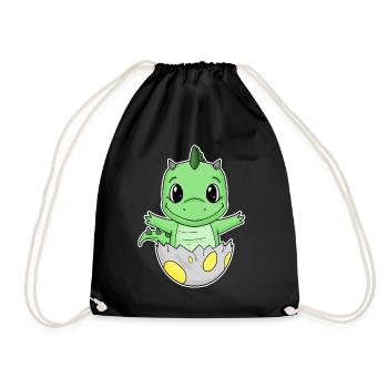 Dinosaur Egg Dino Baby Motif - Drawstring Bag - black - Front