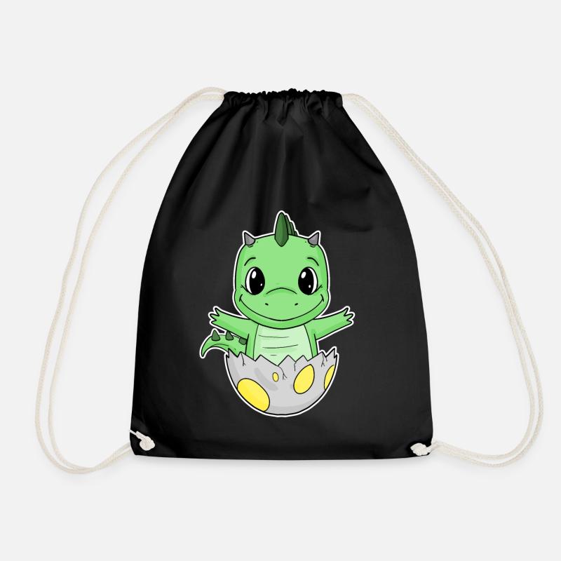 Dinosaurier Ei Dino Baby Motiv - Turnbeutel - Schwarz