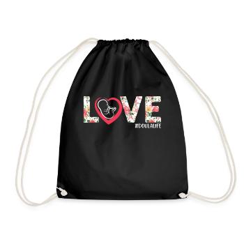 Doula Birth Worker Flower Heart - Turnbeutel - Schwarz - Vorne