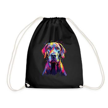Wasserfarben Farbenfroher Deutsche Dogge - Turnbeutel - Schwarz - Vorne