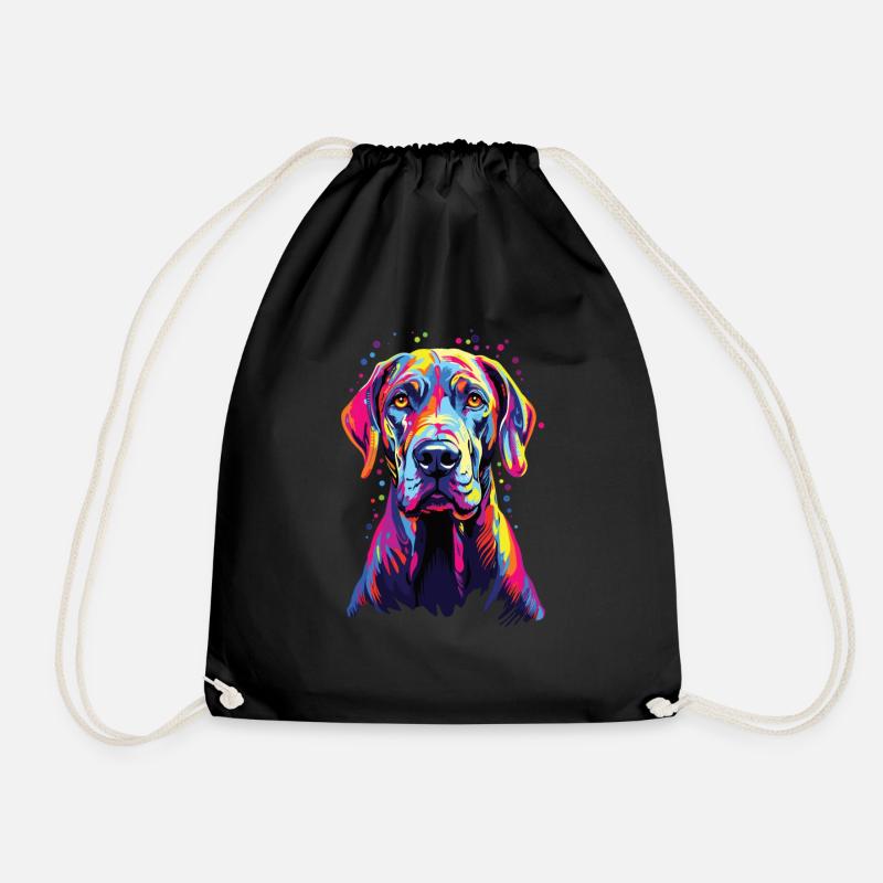 Wasserfarben Farbenfroher Deutsche Dogge - Turnbeutel - Schwarz