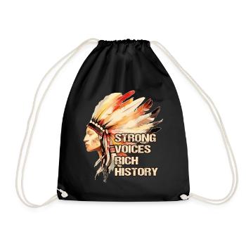 Strong Voices Rich History Indigenous Woman Native - Turnbeutel - Schwarz - Vorne